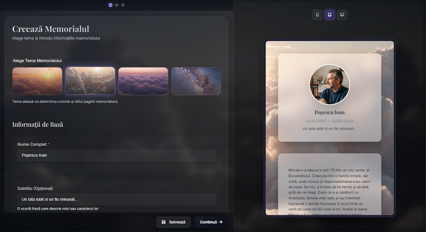 QVIA Memorial Creator